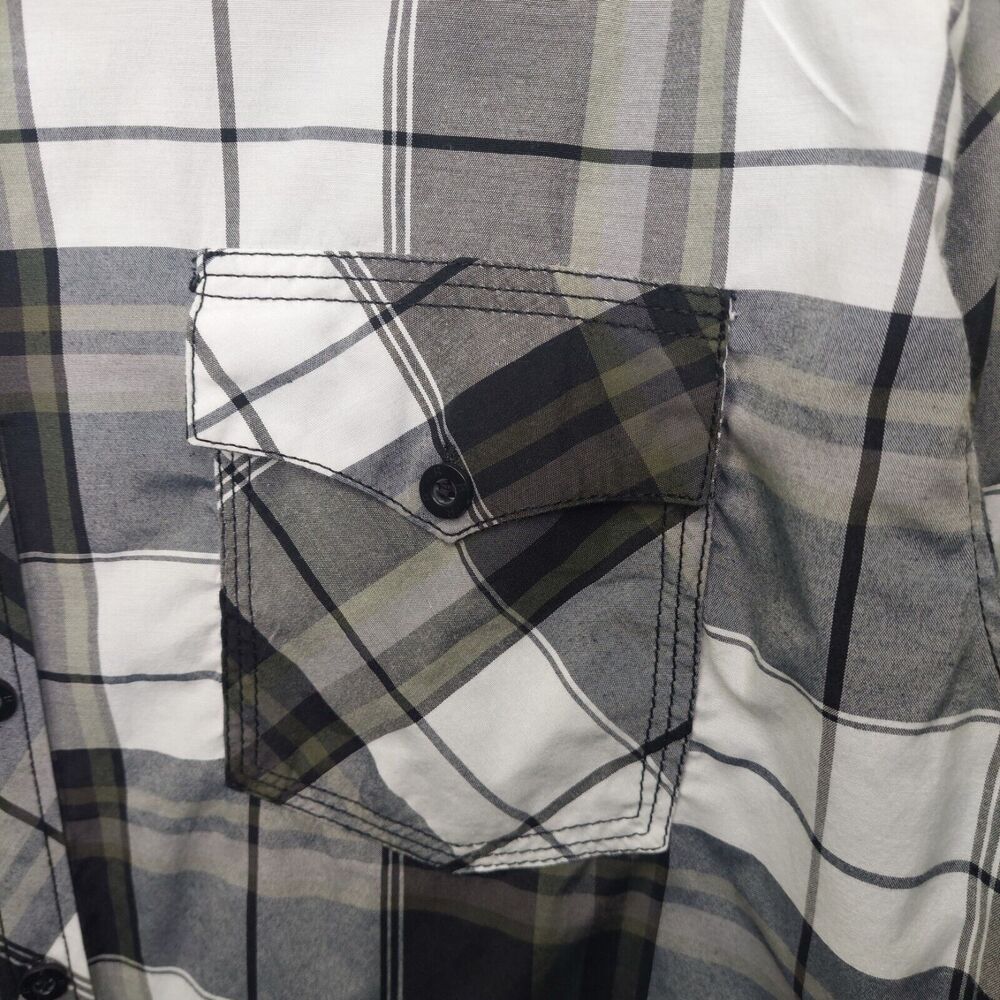 Reclaim Athletic Fit Men's Shirt Button Up~ Long Sleeve~Gray Plaid~Size XL - Picture 4 of 10